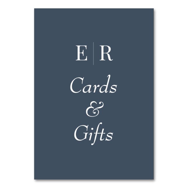 Karten und Geschenke Blatt Blaues Monogramm Tafelz (Vorderseite)