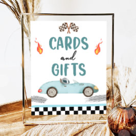 Karten und Geschenke Blue Race Car Zwei Schnelle G Poster