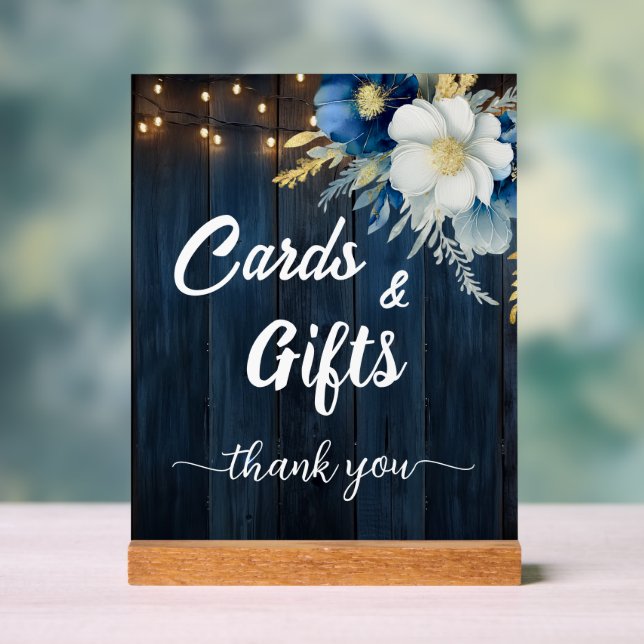 Karten und Geschenke Blue Wood String Lights Flora Acrylschild (Neutral)