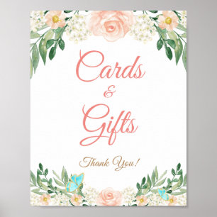 Karten und Geschenke Blush Peach Bloral Wedding Ze Poster
