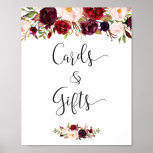 Karten und Geschenke Burgundy Floral Wedding Sig Poster