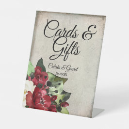 Karten und Geschenke | Dark Red Floral Goth Weddin Sockelschild