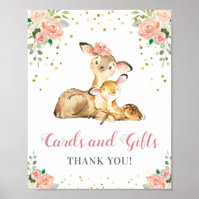 Karten und Geschenke Deer Doe Girl Woodland Kinder Poster (Vorne)