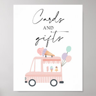 Karten und Geschenke Eiscreme LKW Pink Girl Geburt Poster
