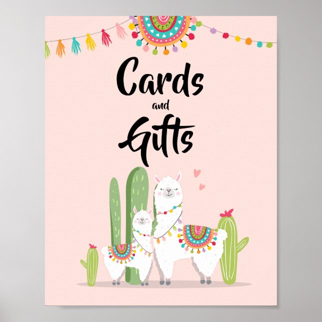 Karten und Geschenke Fiesta Llama Babydusche Zeich Poster (Vorne)