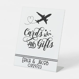 Karten und Geschenke Flugzeug Hochzeit maßgeschnei Sockelschild
