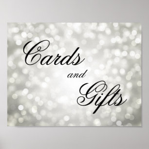 Karten und Geschenke für Hochzeiten Silver Bokeh L Poster