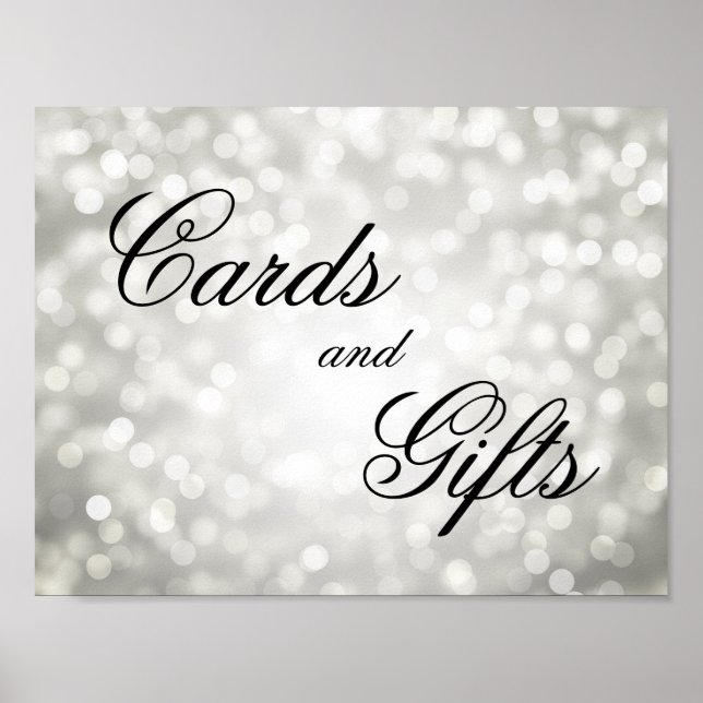 Karten und Geschenke für Hochzeiten Silver Bokeh L Poster (Vorne)