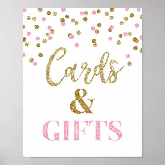 Karten und Geschenke für Hochzeitssachen Pink Gold Poster (Vorne)
