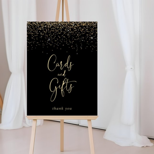 Karten und Geschenke Gold Konfetti Schrift Schild (Von Creator hochgeladen)