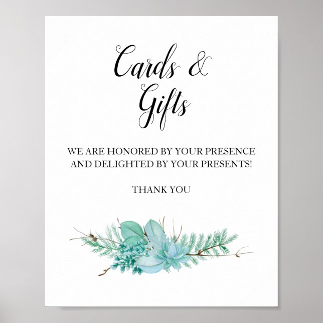 Karten und Geschenke Grüne Ausgezeichnete Hochzeit Poster (Vorne)