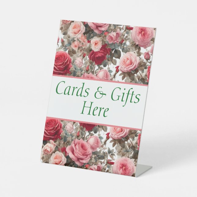 Karten und Geschenke hier Hochzeitsgeschenk Tafel Sockelschild (Vorderseite)