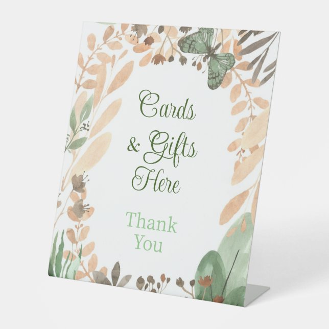 Karten und Geschenke hier Unterschrift Hochzeit Sockelschild (Vorderseite)