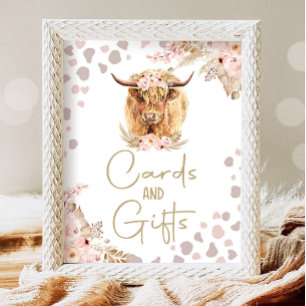 Karten und Geschenke Highlander Kuh Boho Farm Birt Poster