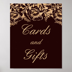 Karten und Geschenke Hochzeit Vintage Gold Burgund Poster