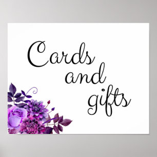 Karten und Geschenke Hochzeitsschild Lila Blumenpl Poster