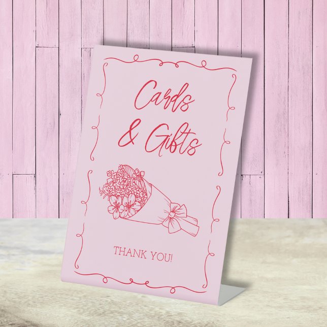 Karten und Geschenke Markt für Farmer Rosa Brautpa Sockelschild (Cards & Gifts Farmer's Market Pink Bridal Shower Pedestal Sign)