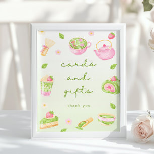 Karten und Geschenke Matcha-Tee Rosa Babyparty Poster