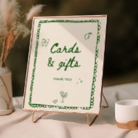 Karten und Geschenke mit grüner Hand im italienisc