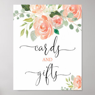 Karten und Geschenke mit Pfirsich Grünzeug elegant Poster