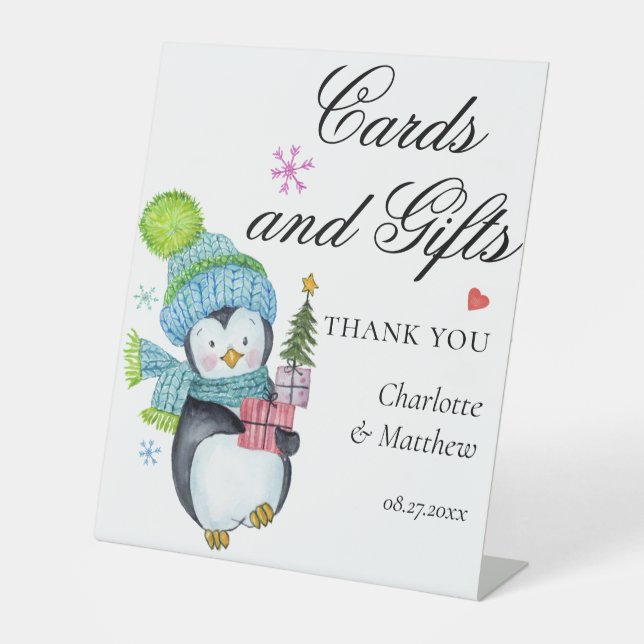 Karten und Geschenke Moderne Hochzeitsfeier Weihna Sockelschild (Vorderseite)