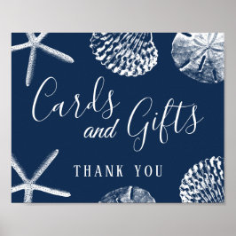 Karten und Geschenke Navy Blue Seashells Beach Hoc Poster