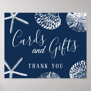 Karten und Geschenke Navy Blue Seashells Beach Hoc Poster