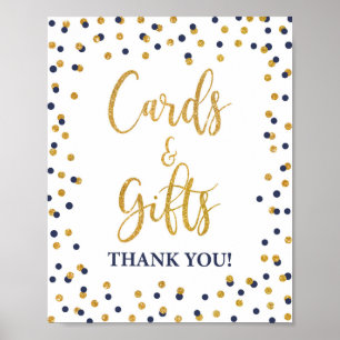 Karten und Geschenke Navy & Gold Glitzer Confetti Poster