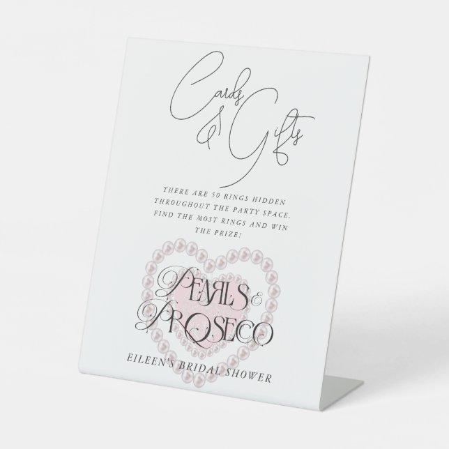 Karten und Geschenke Perlen Prosecco Brautparty na Sockelschild (Vorderseite)