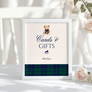 Karten und Geschenke Preppy Teddy Bear Kariert Poster