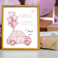 Karten und Geschenke Rosa Balloons und Auto Geburt