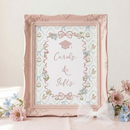 Karten und Geschenke Rosa Schleife Abschluss-Schil Poster