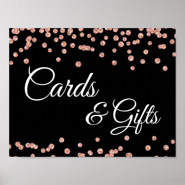 Karten und Geschenke Rose Gold Glitzer Confetti Bl Poster (Vorne)