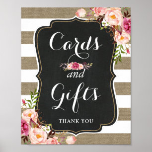 Karten und Geschenke rustikale Burlap Floral Weddi Poster