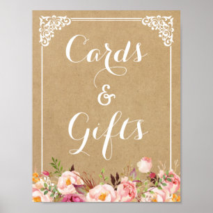 Karten und Geschenke   Rustikales florales Kraft-H Poster
