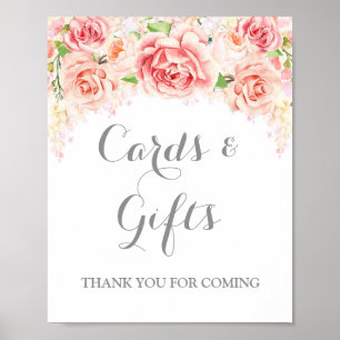 Karten und Geschenke Schild Rosa Wasserfarben Blum