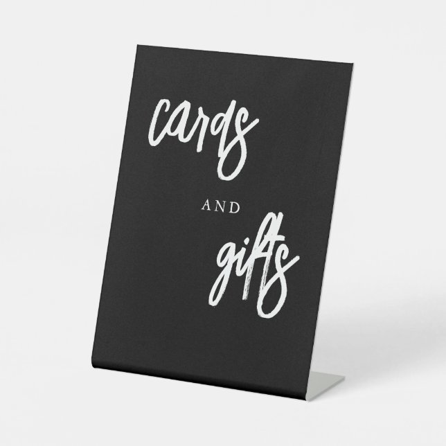 Karten und Geschenke Schwarz-Weiß-Hochzeitstisch Sockelschild (Vorderseite)