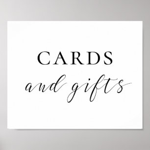 Karten und Geschenke. Schwarz-weißes Hochzeitsschi Poster