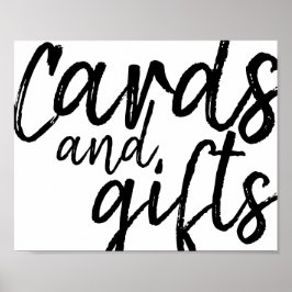 Karten und Geschenke. Schwarzer Schriftart Poster