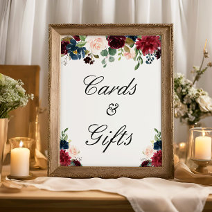 Karten und Geschenke signieren Burgund Blush Blue  Poster