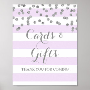 Karten und Geschenke Signieren Lila Streifen Silve Poster