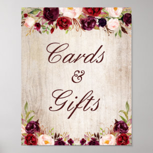Karten und Geschenke signieren rustikales Holz Bur Poster