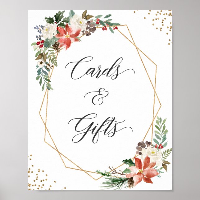 Karten und Geschenke Signieren Weihnachten Poinset Poster (Vorne)