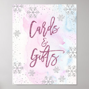 Karten und Geschenke Snowflake Glitzer Magenta Poster