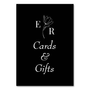 Karten und Geschenke Tafelschild mit schwarzer Blu