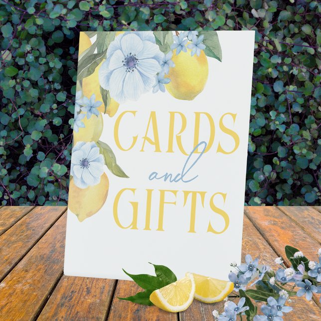 Karten und Geschenke Wasserfarben Lemon Stehende T Sockelschild (Watercolor Lemon Cards & Gifts Table Sign. Perfect for a lemon wedding, bridal shower, baby shower)