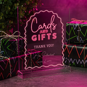 Karten und Geschenke Wavy Pink Neon Graduierungspa Acrylschild