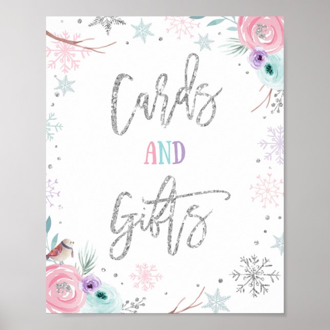 Karten und Geschenke Winter Onederland Girl Geburt Poster (Vorne)
