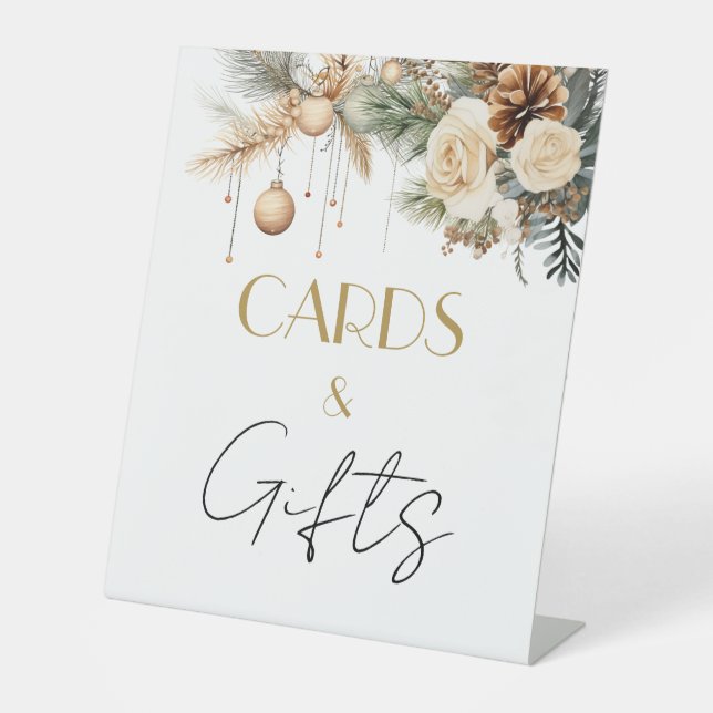 Karten und Geschenke Winter Weihnachts-Brautparty Sockelschild (Vorderseite)