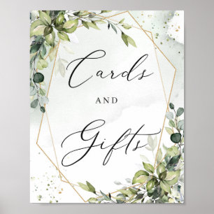 Karten und Geschenke Zeichen Grün Boho Blattgold Poster